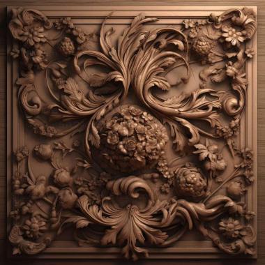 Patterns and decorations stl Baroque style carved 2 3d model