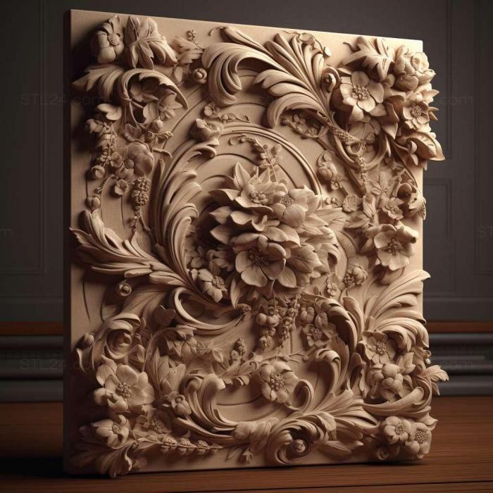 Patterns and decorations (stl Baroque style carved 3, PATTERN_1563) 3D models for cnc