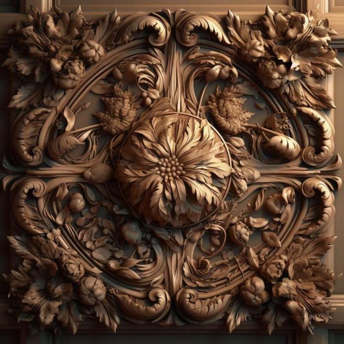 Patterns and decorations (stl Baroque style carved 4, PATTERN_1564) 3D models for cnc