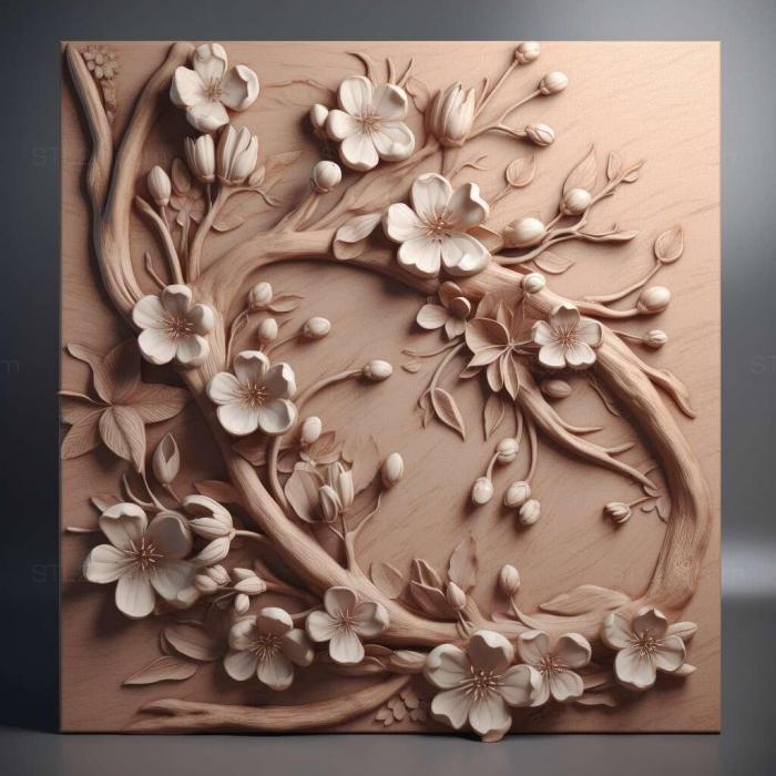Patterns and decorations (cherry blossoms 2, PATTERN_2014) 3D models for cnc