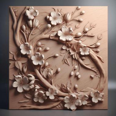 Patterns and decorations cherry blossoms 2 3d model