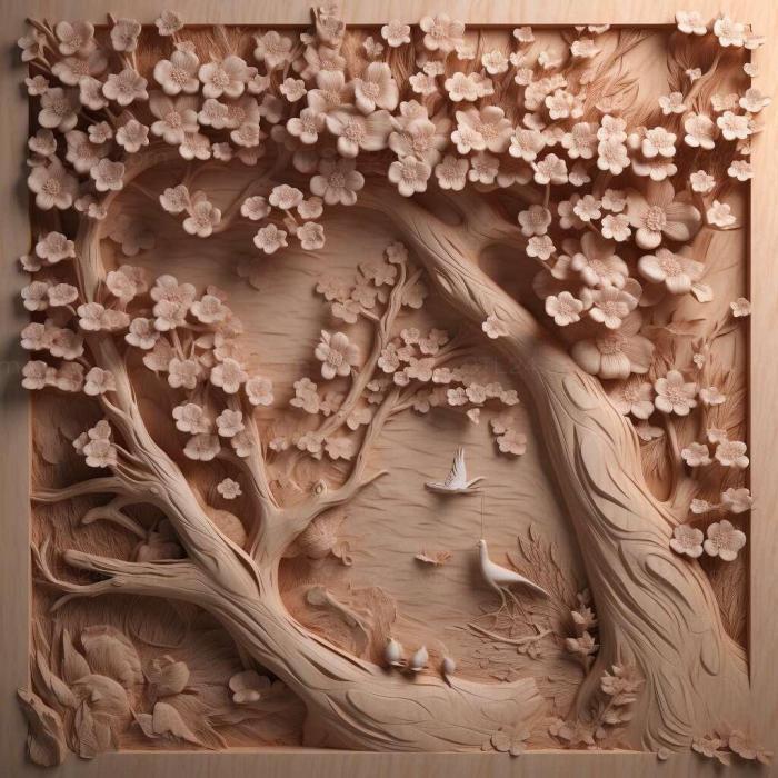 Patterns and decorations (cherry blossoms 3, PATTERN_2015) 3D models for cnc