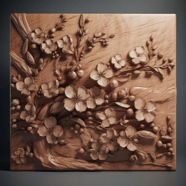 Patterns and decorations cherry blossoms 4 3d model