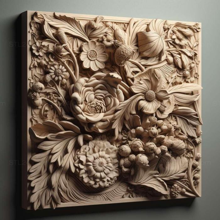 Patterns and decorations (stl Floriscolia relicta 1, PATTERN_2277) 3D models for cnc