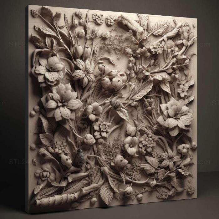 Patterns and decorations (stl Floriscolia relicta 2, PATTERN_2278) 3D models for cnc