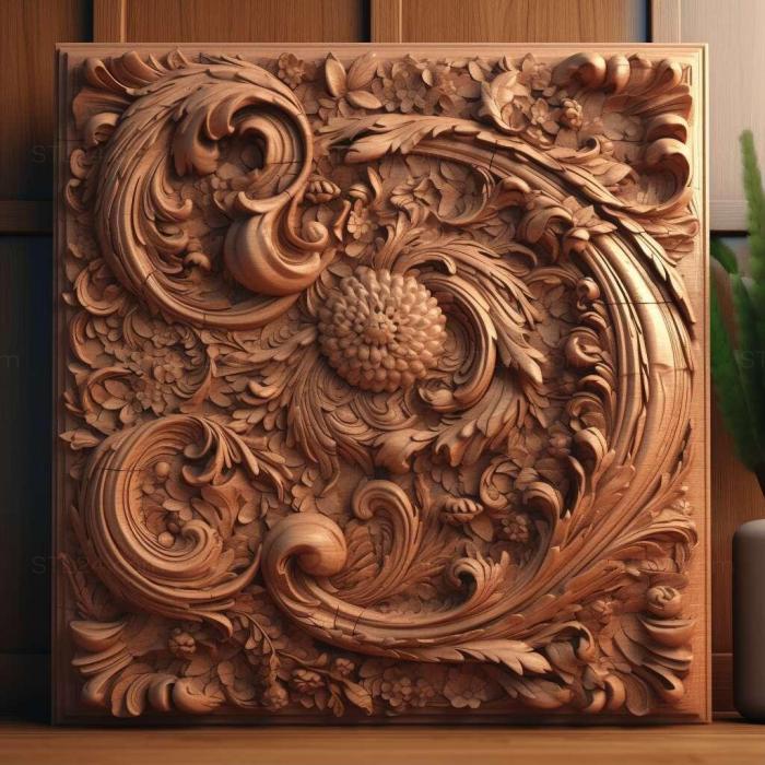 Patterns and decorations (stl detailed post 1, PATTERN_2389) 3D models for cnc