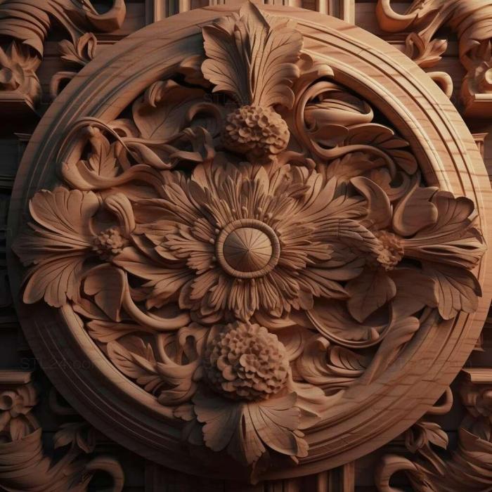Patterns and decorations (stl detailed post 3, PATTERN_2391) 3D models for cnc