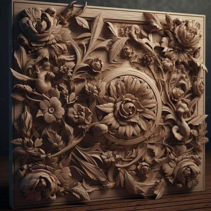 Patterns and decorations (stl detailed post 4, PATTERN_2392) 3D models for cnc