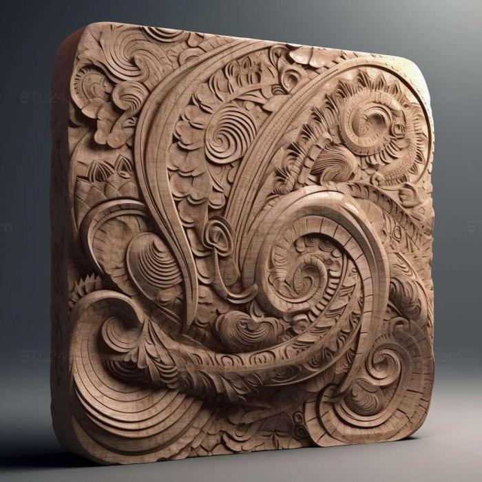 Patterns and decorations (stl Karanemoura curvata 3, PATTERN_2663) 3D models for cnc