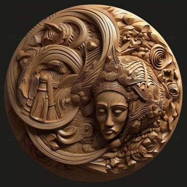 Patterns and decorations stl Karanemoura curvata 4 3d model