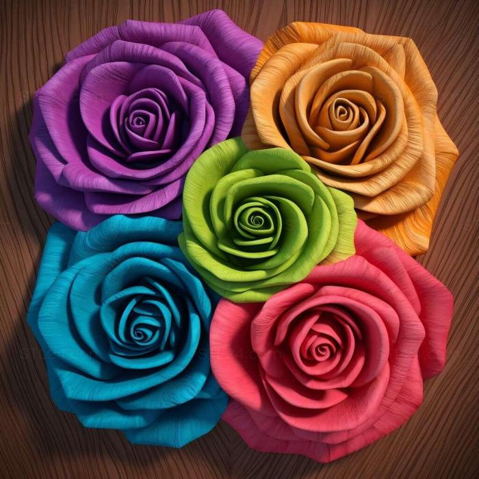 Patterns and decorations (st Rainbow roses 4, PATTERN_480) 3D models for cnc