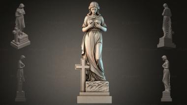 Памятники разные (Скорбящая женщина с крестом на памятник, PMI_011092) 3D модель для ЧПУ станка