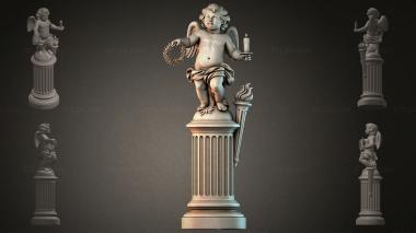Памятники разные (Путто с лавровым венком и факелом на колонне, PMI_011128) 3D модель для ЧПУ станка