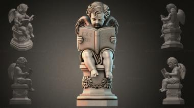 Памятники разные (Ангел с книгой на постаменте, PMI_011136) 3D модель для ЧПУ станка