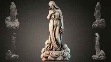 Памятники разные (Статуя женщины на облаках с цветами, PMI_011193) 3D модель для ЧПУ станка