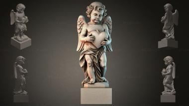 Памятники разные (Ангел Путти на пьедестале с драпировкой, PMI_011200) 3D модель для ЧПУ станка