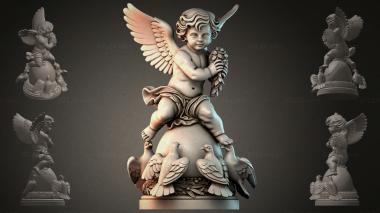 Памятники разные (Ангел с голубем на шаре с крыльями, PMI_011236) 3D модель для ЧПУ станка