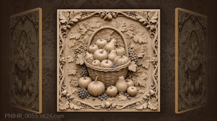 Корзина с яблоками грушами и тыквами