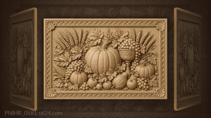 Grape Design Frame Narrative wall panels - Chalice of grapes by a big pumpkin, PNIHR_0581 ...