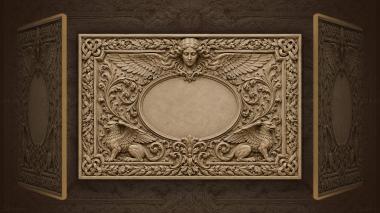 Narrative wall panels Angelic face with griffin guardians 3d model