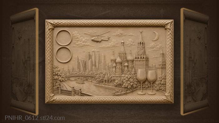Москва вечерние огни с бокалами · собор Василия Блаженного