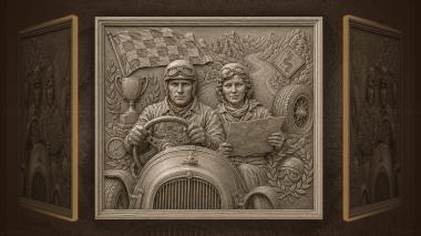 Narrative wall panels Vintage racing speed and glory 3d model