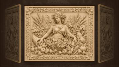 Narrative wall panels Abundant harvest fruit vegetable cornucopia 3d model