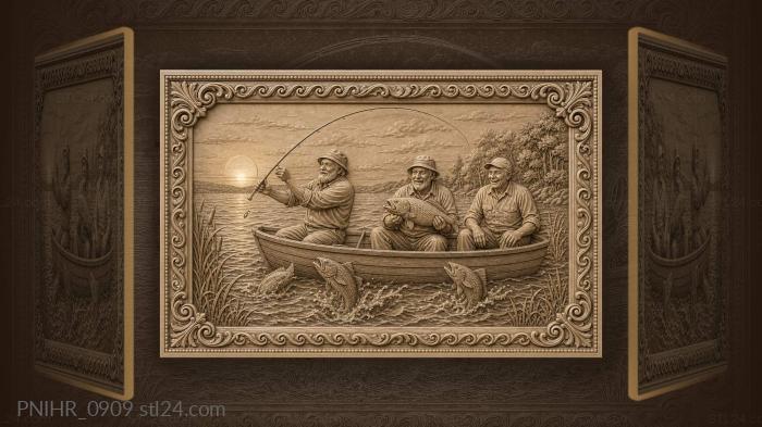 Тихая заводь и рыбаки с уловом
