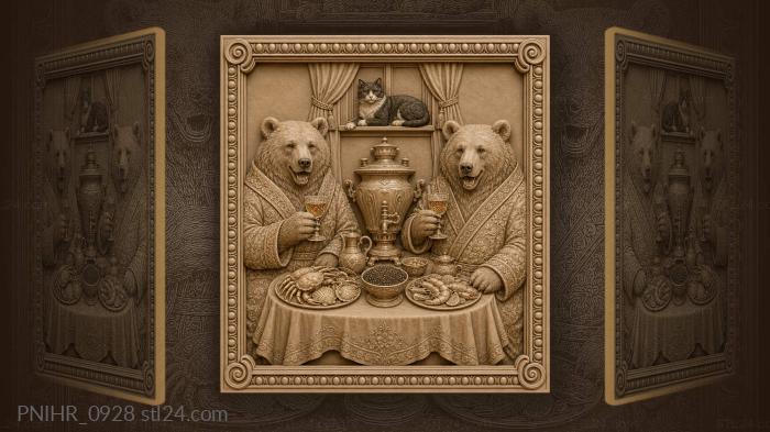 Медведи с икрой и кот на окне