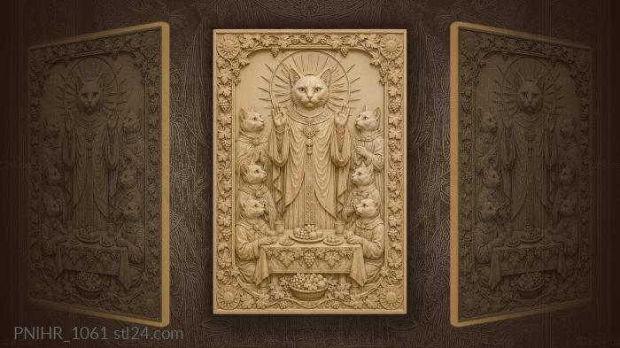 Кошачий проповедник у накрытого стола