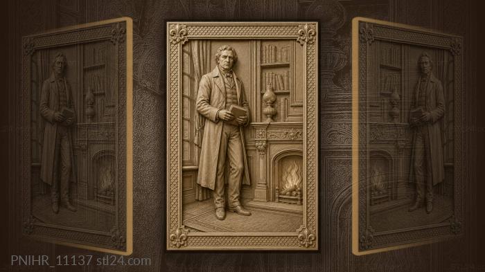 Интеллигент у камина с книгой
