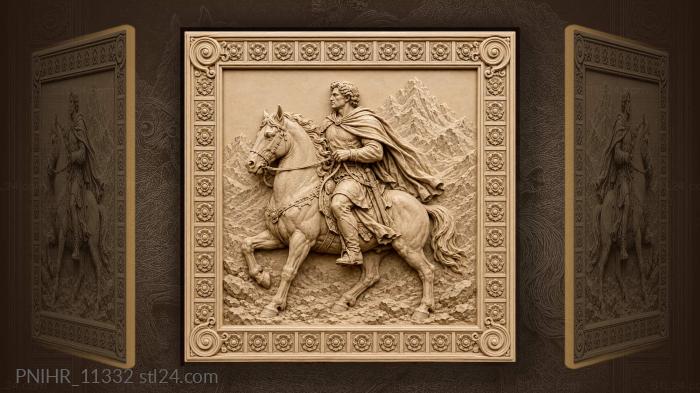 Конник в плаще среди скал