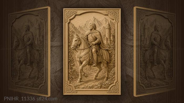 Наездник у высокой башни в горах