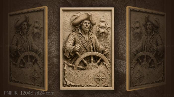 Narrative wall panels - Feathered hat above a treasure map, PNIHR_12046 ...