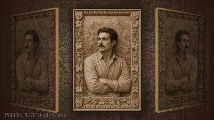Вахтанг Кикабидзе на фоне гор и виноградника