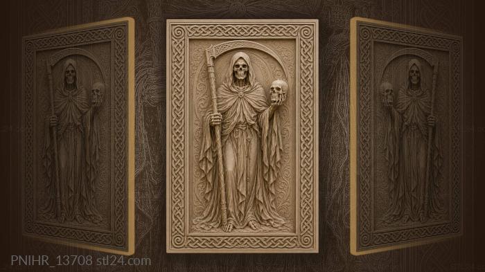 Narrative wall panels - Death with scythe and skull, PNIHR_13708. 3D ...
