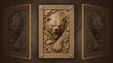 Narrative wall panels Acorns scattered around the snarling head 3d model