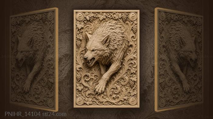 Narrative wall panels - Predator bursting from grapevine coils, PNIHR ...
