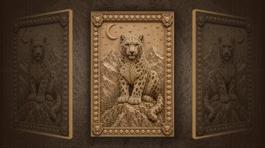 Narrative wall panels Moonlit snow leopard guards the starry summit 3d model