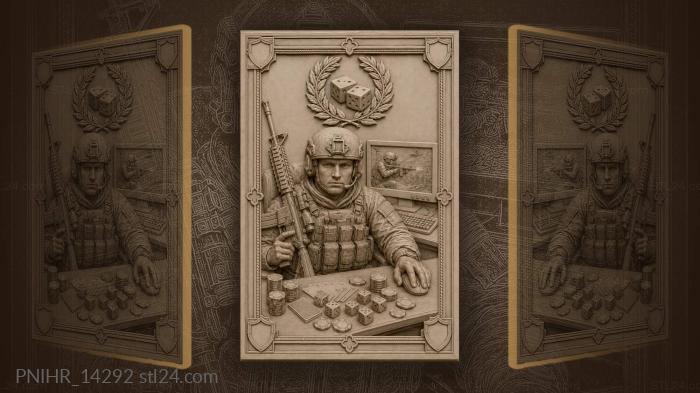 Воин за столом с игрой и боем