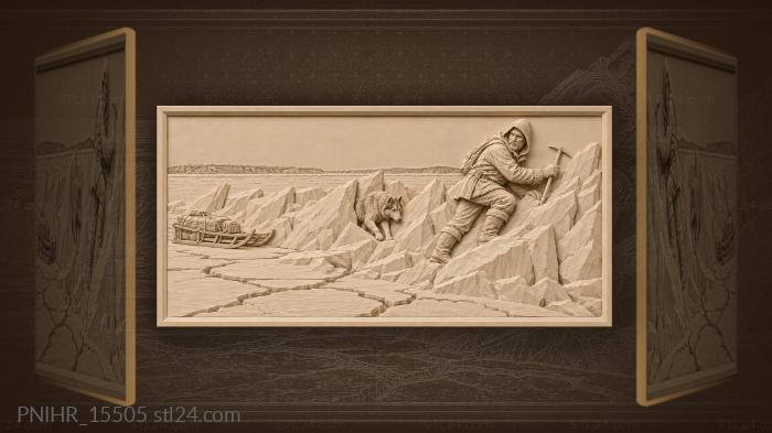 Путник взбирается на ледяной гребень