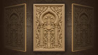 Narrative wall panels Floral arch with rope frame 3d model