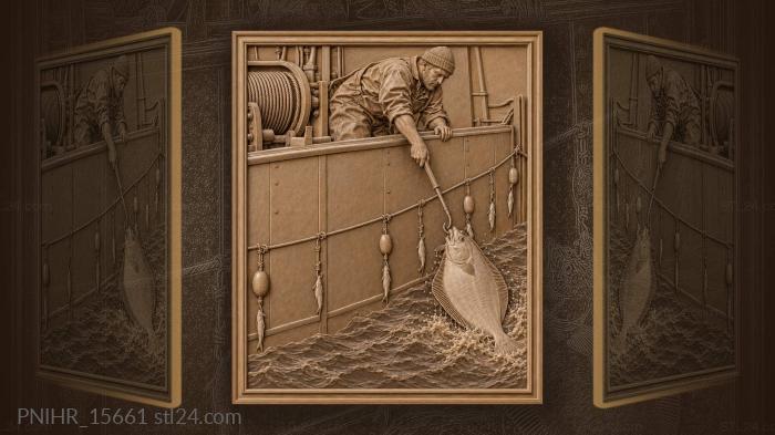 Narrative wall panels - Flatfish rising with fishing seiner, PNIHR ...