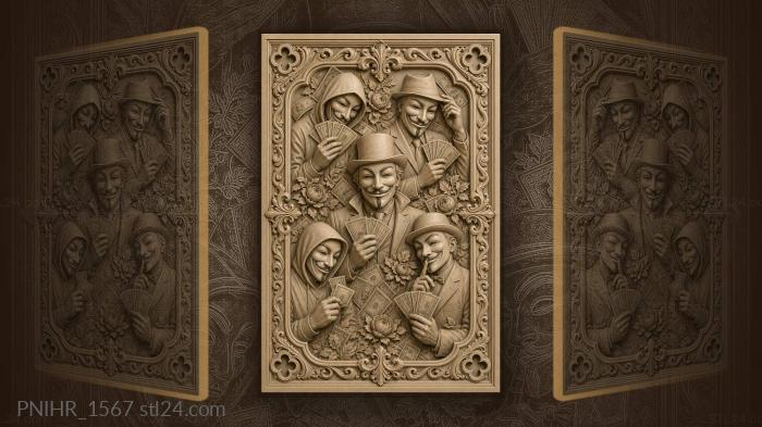Narrative wall panels - Masks money flowers ornate frame, PNIHR_1567 ...