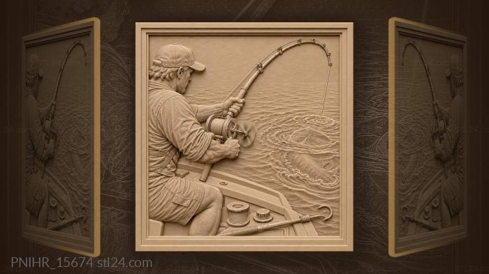 Narrative wall panels - Fishing rod powerful cast deep sea, PNIHR_15674 ...