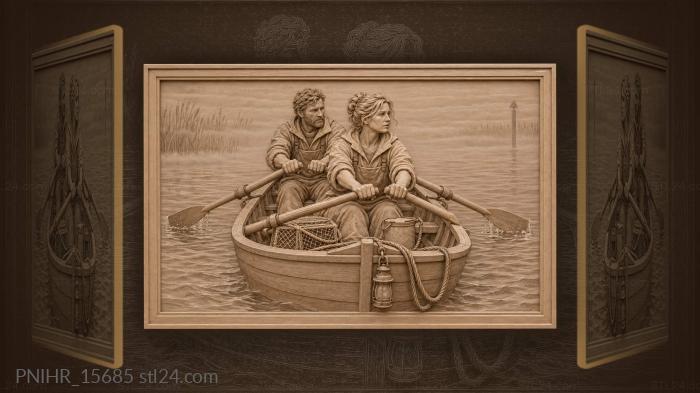 Narrative wall panels - Rowing through the misty morning, PNIHR_15685 ...