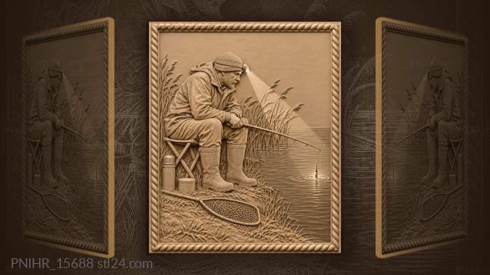 Narrative wall panels - Night fishing quiet anticipation stillness ...