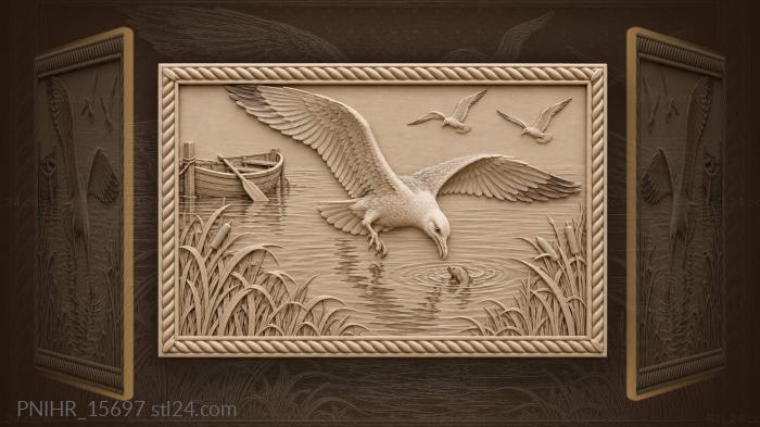 Narrative wall panels - Don river gull and fishing scene, PNIHR_15697 ...