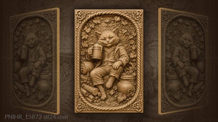 Кот с кружкой у очага