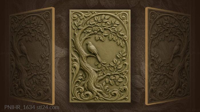 Narrative wall panels - Tree with bird wave border, PNIHR_1634. 3D stl ...